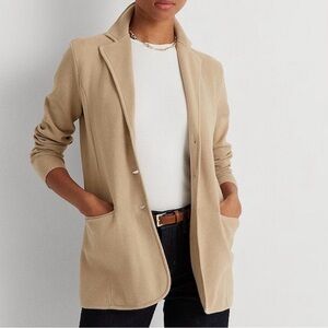Lauren Ralph Lauren Notch Lapel Long Sleeve Knit Blazer Preppy style clean look